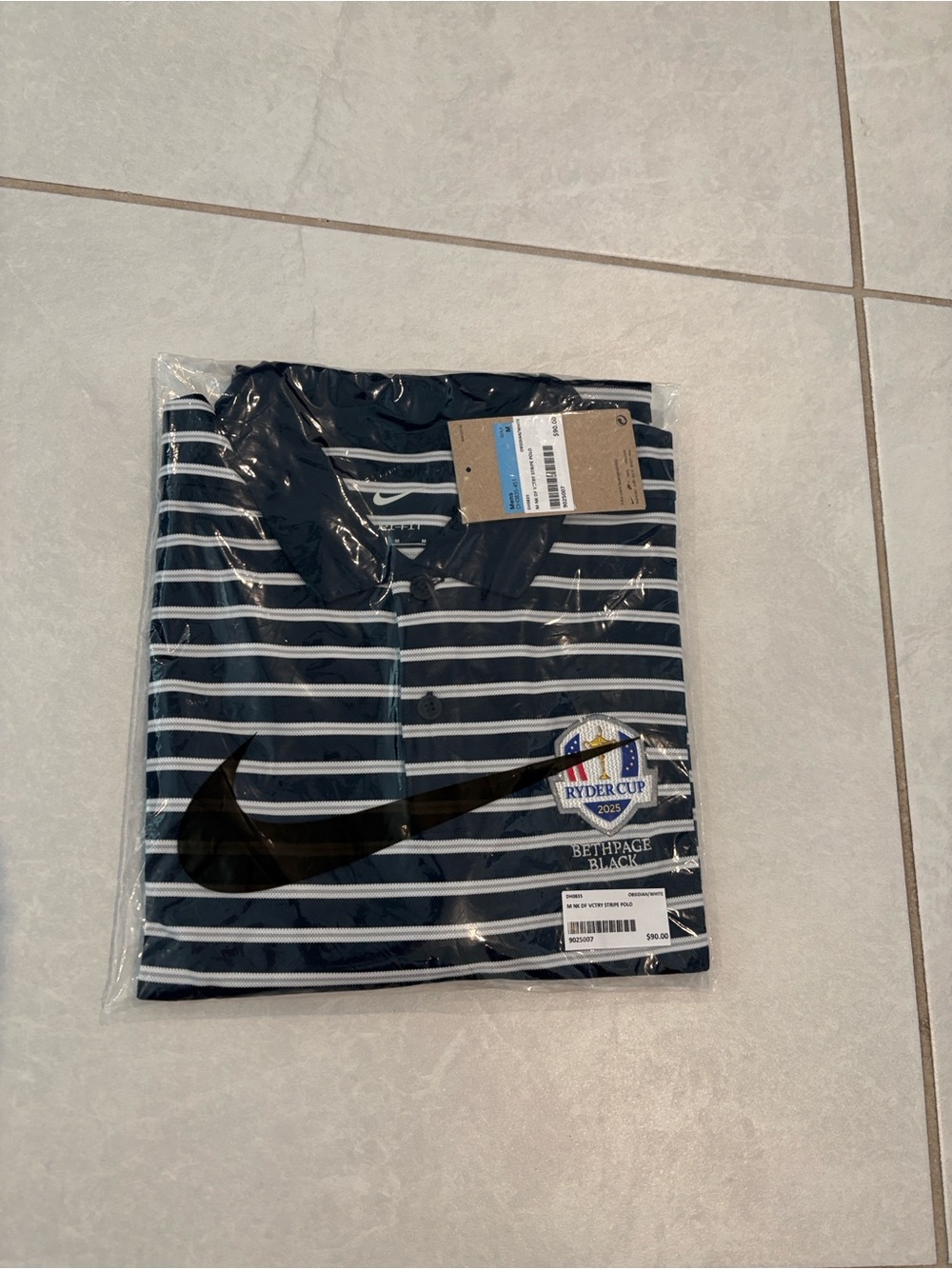 Nike Ryder Cup 2025 Striped Polo - Navy/White